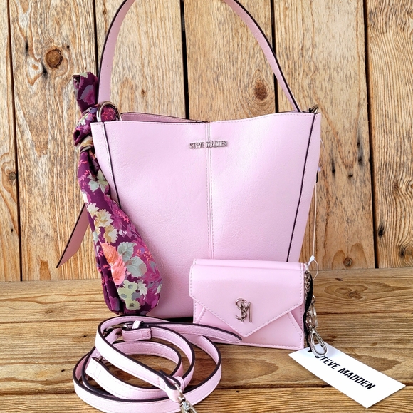 *Rare* Steve Madden Pink Frost Bucket Bag With Matching Wallet - Picture 6 of 11